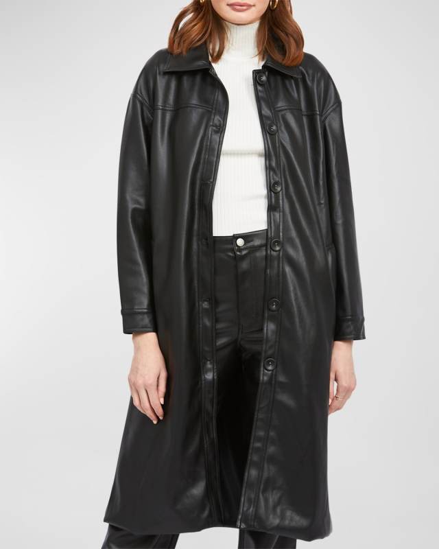 Cordon Vegan Leather Trench Coat